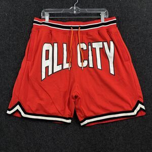 Just Don All City Shorts Men's XL Red Mesh Basketball 7" Elastic Waist Pockets